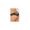 Tanga noir dentelle ajouré sur les fesses ornements croisés 
